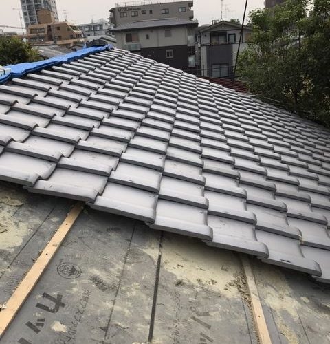 京都市上京区にて屋根修理　～瓦葺き～